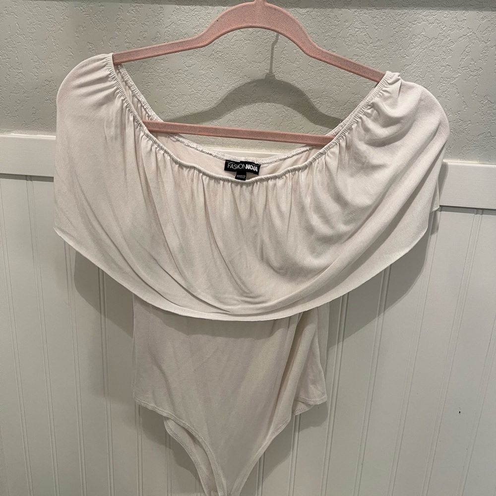 Fashion Nova Off-Shoulder Bodysuit - White